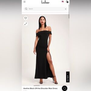 Aveline Black Off-The-Shoulder Dress, Black, XL, Black Tie Wedding